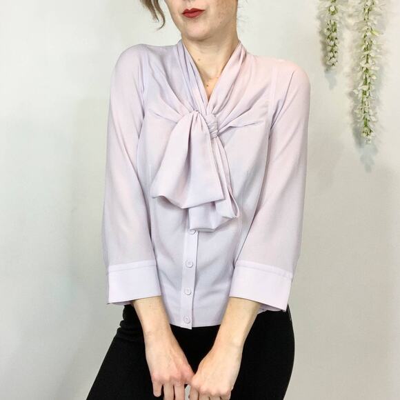 NWT BYRON LARS Beauty Mark Lavender Flounced Georgette top bow fairycore 2593 - Picture 10 of 10